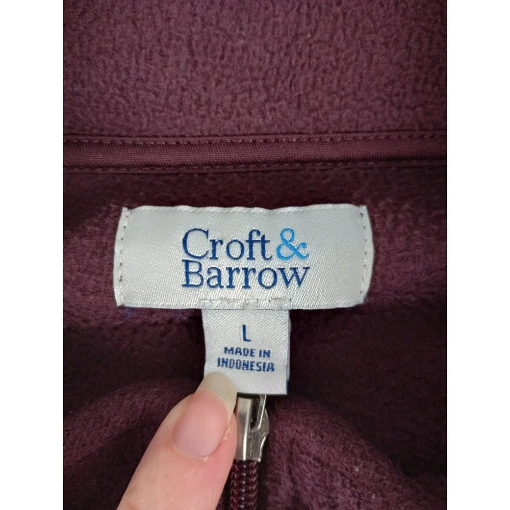 Croft & Barrow Men's L Dark Purple 1/4 Zip Mock Neck Long Sleeve Fleece Pullover